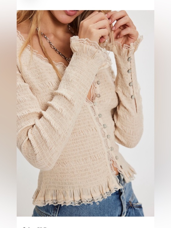 Free People Elliot Smocked Top, XS - Picture 2 of 8